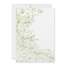 Birds & Swirls Wedding Invitations Green Hydrangea