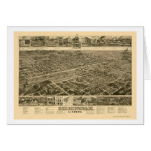 Birmingham, AL Panoramic Map - 1885 Greeting Card