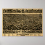 Birmingham, AL Panoramic Map Birds Eye View Posters