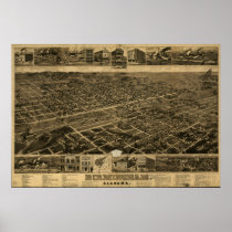 Birmingham Alabama 1885 Panoramic Map