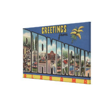 Birmingham, Alabama - Large Letter Scenes Gallery Wrap Canvas