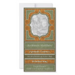 Birth Announcement Elegant Green Orange Custom Photo Card