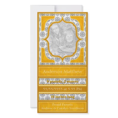 Birth Announcement Elegant Orange White by OrangeBirdDesigns