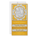 Birth Announcement Elegant Orange White Photo Greeting Card