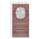 Birth Announcement Elegant Red Brown Personalized Photo Card