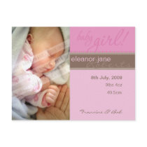 BIRTH ANNOUNCEMENT :: sheer joy - girl