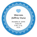 Birth Announcement Sticker - Blue and White