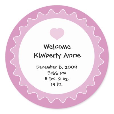 Birth Announcement Sticker for Baby Shower favour by cutietoots
