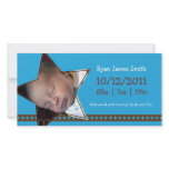 Birth Announcement with a Blue and Star Theme Personalized Photo Card
