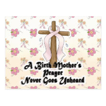 Birth Mothers Prayer Never Unheard Pink RIbbon Postcard