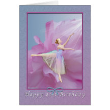 Birthday, 21st, Ballerina on Pink and Blue Cards