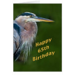 Birthday, 65th, Great Blue Heron Bird Note Card
