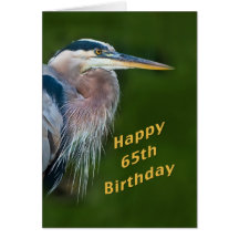 Birthday, 65th, Great Blue Heron Bird Note Card