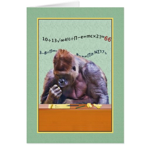 Birthday, 66th, Gorilla at Desk Greeting Card