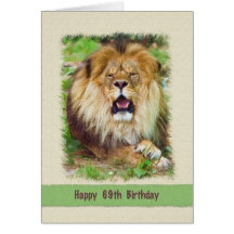 Birthday, 69th, Roaring Lion Greeting Card
