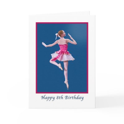 Birthday, 8th, Dancing Ballerina on Blue by ToeDancer