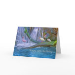 Birthday, 98th, Tropical Waterfall, Birds Greeting Card