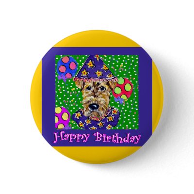 Birthday Airedale Pins by Airedales_by_Joanne