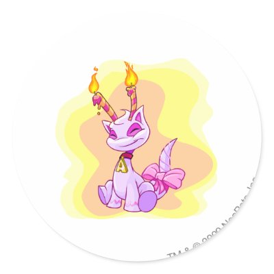 Birthday Aisha Round Stickers by neopets