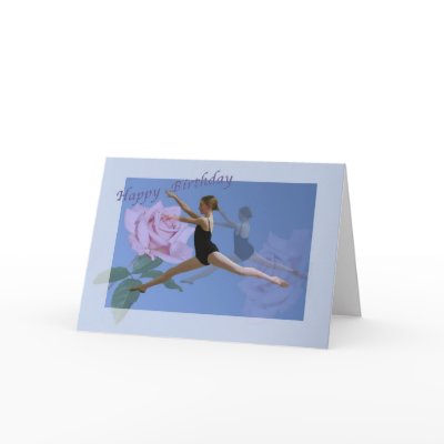 Birthday, Ballerina and Rose Greeting Card by ToeDancer