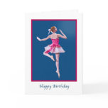 Birthday, Ballerina on Blue Greeting Card