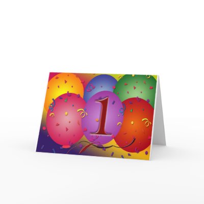 Birthday balloons for 1st birthday card by perfectpostage