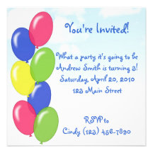Birthday Balloons Party Invite