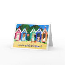 Birthday Beach Huts Card - Swedish Greeting