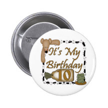 Birthday Bear 10th Birthday Gifts Pinback Button
