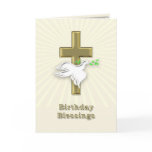 Birthday blessings with a golden cross greeting card