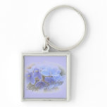 Birthday Blue African Violets keychains