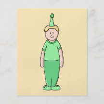 Birthday Boy Cartoon in Green. Flyer Design