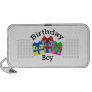Birthday boy in black with presents travel speaker