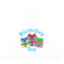 Birthday boy in blue with presents triangle stickers
