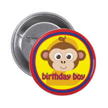 Birthday Boy Monkey Button, Age 2