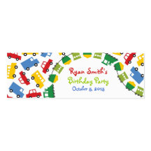 Birthday Boy Toys Colourful Cars Trains Bus Trucks Business Card Templates