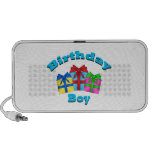 Birthday boy with presents mp3 speakers