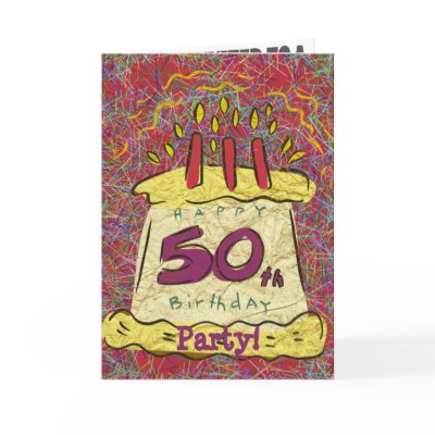 Birthday Cake 50th Birthday Party Invitations Cards by birthday_gifts