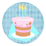 Birthday Cake (Blue) Round Sticker