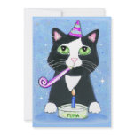 Birthday Cake Cat Custom Invitation