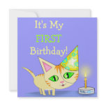 Birthday Cake Cat Custom Invitation