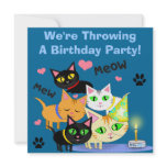 Birthday Cake Cat Custom Invitation