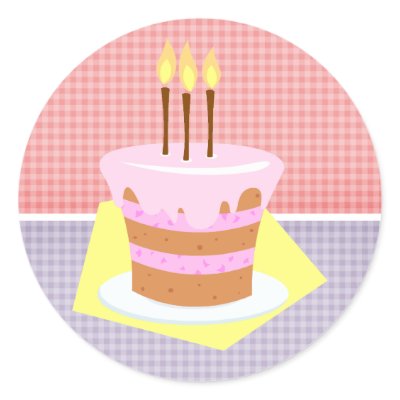 Birthday Cake (Gingham) Round Sticker by whupsadaisy