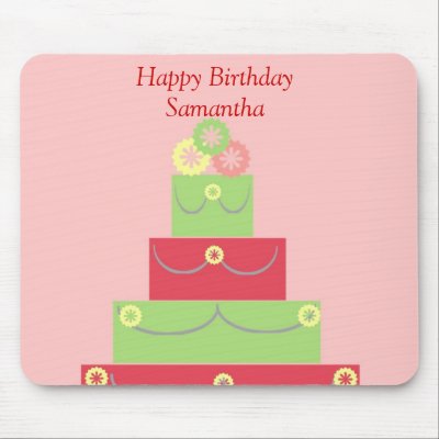 BIRTHDAY CAKE MOUSE PAD PINK AND GREEN by WEDDINGCAKES