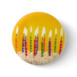 birthday cake on yellow background pinback button