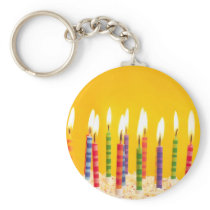 birthday cake on yellow background key chain