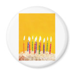 birthday cake on yellow background fridge magnet