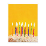 birthday cake on yellow background post card