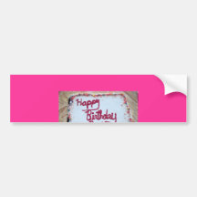 birthday cake original art painting ice cream bumper sticker