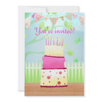 Birthday cake party invites